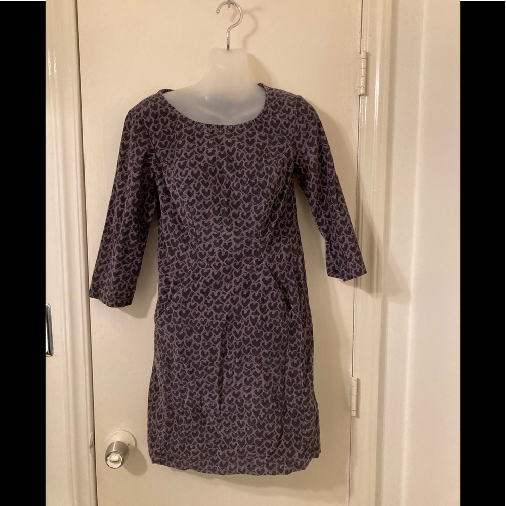 Boden Animal Print Dress. Form Fitting Gray Black.  Size 2 P Cheetah Leopard Cat